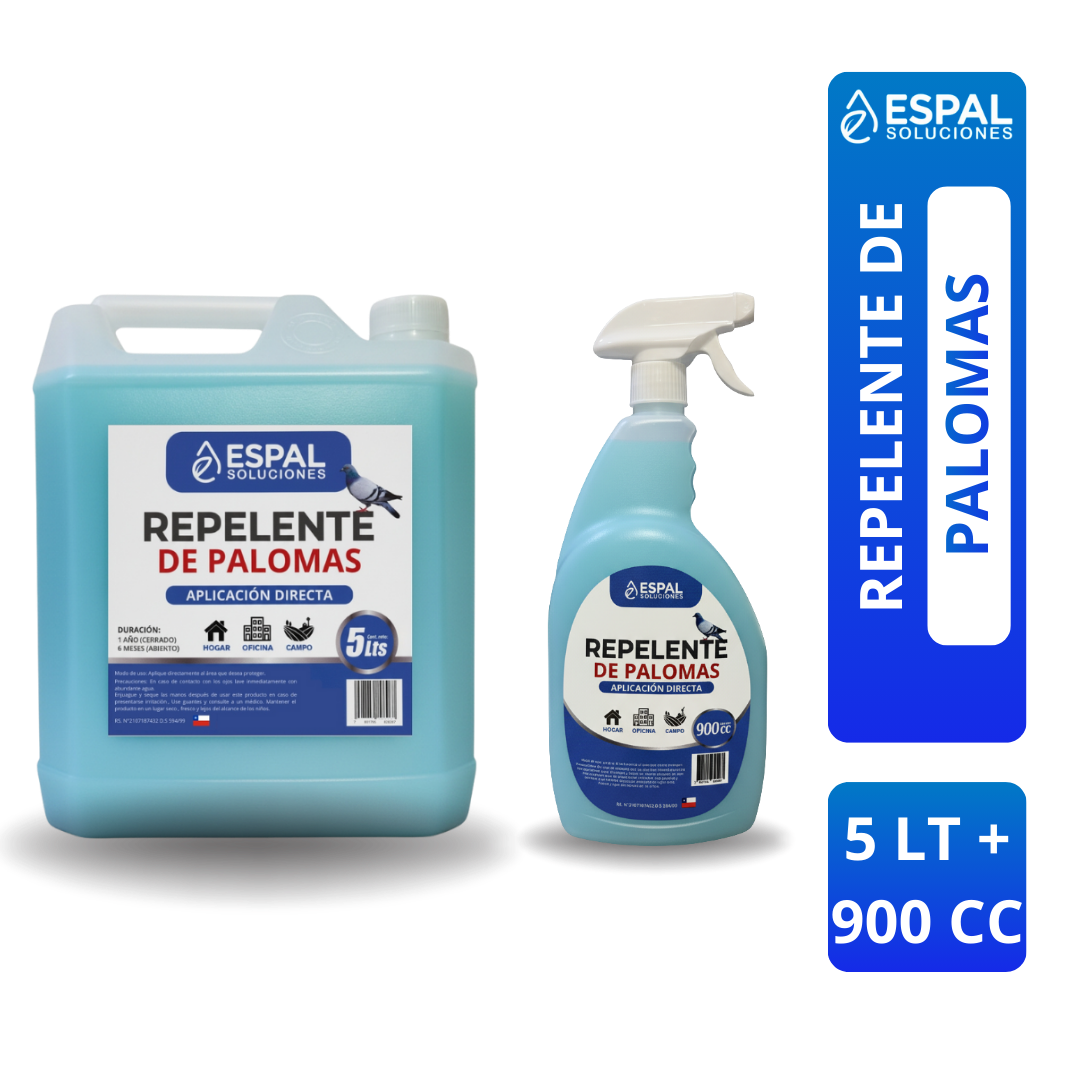  Pack Repelente De Palomas 5 Litros + 900 CC - Espal Soluciones